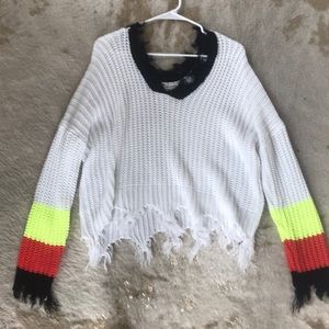 Slouchy cropped knit sweater